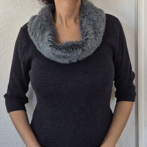 Vtg. Kathy Ireland Wool Blend Faux Shawl collar  Sweater